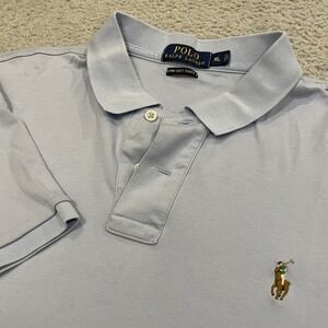 Polo Ralph Lauren Pima Soft Polo Shirt Mens XL Blue Flesh Pony Short Sleeve